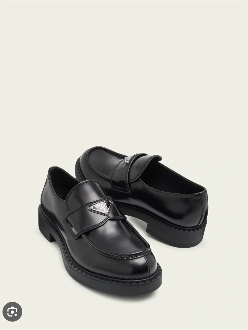 Prada logo leather loafers